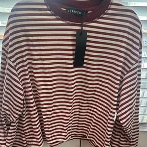 NWT Lioness bloom long sleeve tee. Size S. Color is wine stripe